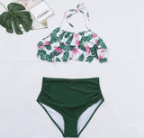 Fashion Multicolor Split Bikini Swimsuit-Green-5