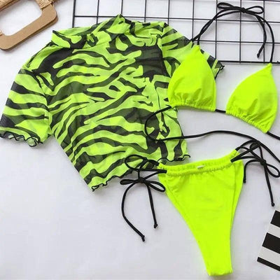 flame print strappy bikini-GreenB-2