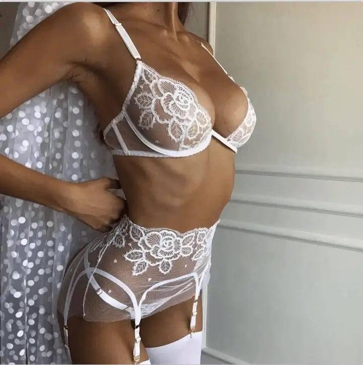 lace lingerie set-White-9