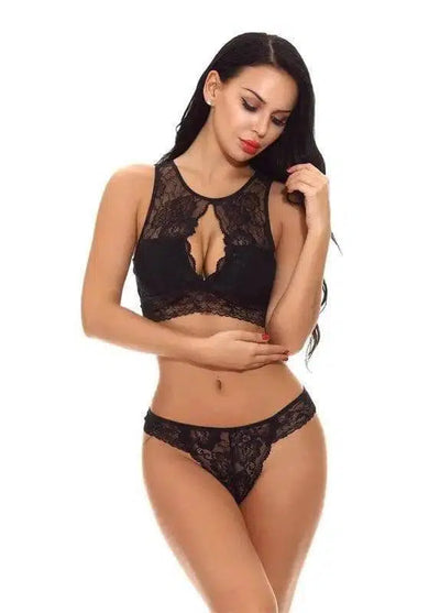 Lingerie Lace Lingerie Set Perspective Lingerie Suit-Black-6