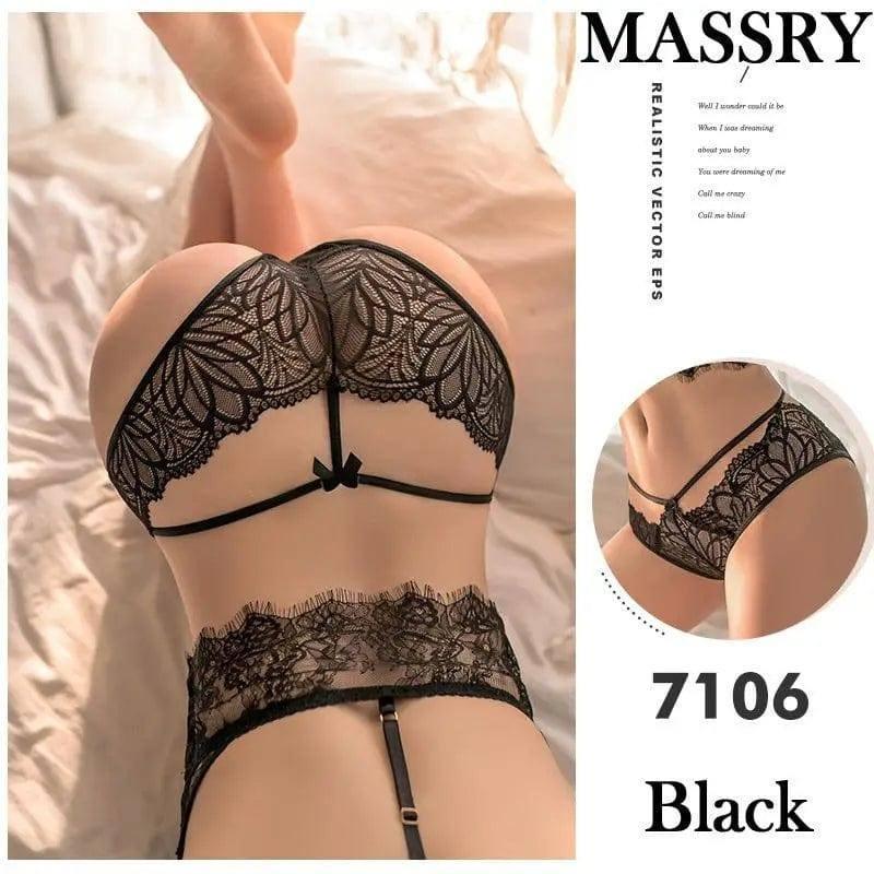 Lace-Trimmed Underwear-7106black-1