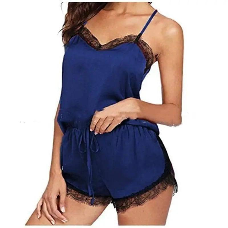 Sexy Lingerie Summer Home Pajamas-Blue-4