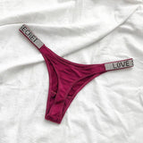 Low-rise T Pants Narrow Edge Water Diamond Underwear-wine red-4