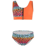 Sexy multicolor swimsuit split bikini-Leopardprint-2