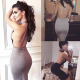 Sexy Women Dresses Summer Backless Deep V Rhinestone Bodycon-2