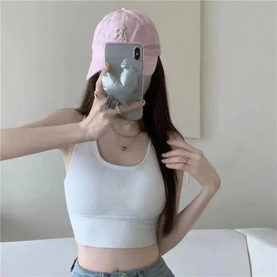 Sexy Women Vest Crop Top Sleeveless Vests Beach Women Sports-white-7