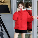 Short Down Coat Loose Korean Style-Red-6