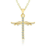 Simple Cross Diamond Angel Wings Pendant-1