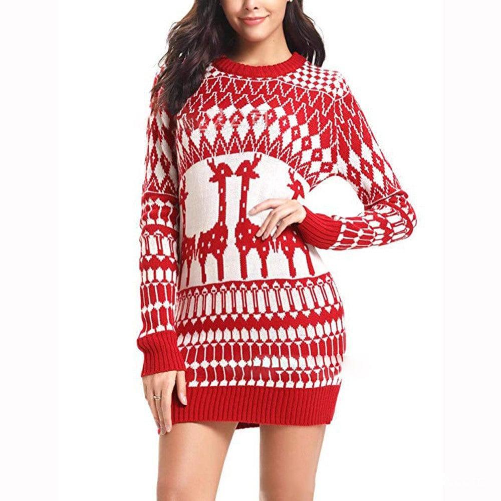 Slim Long Sleeve Fawn Women's Christmas Sweater-2