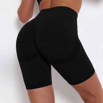 Soft Workout Yoga Athletic Shorts Summer High Waist Fitness Legging Shorts-Black-8