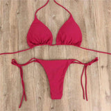 Solid color bikini-WineRed-7