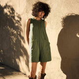 Solid Color Loose Jumpsuit With Pockets Fashion Summer-Army Green-10