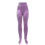 LOVEMI - Lovemi - Solid color pleated leggings