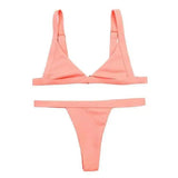 Solid Color Separate Body Swimsuit Female Multi-color-Pink-4