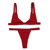 Solid Color Separate Body Swimsuit Female Multi-color Sexy-WineRed-5