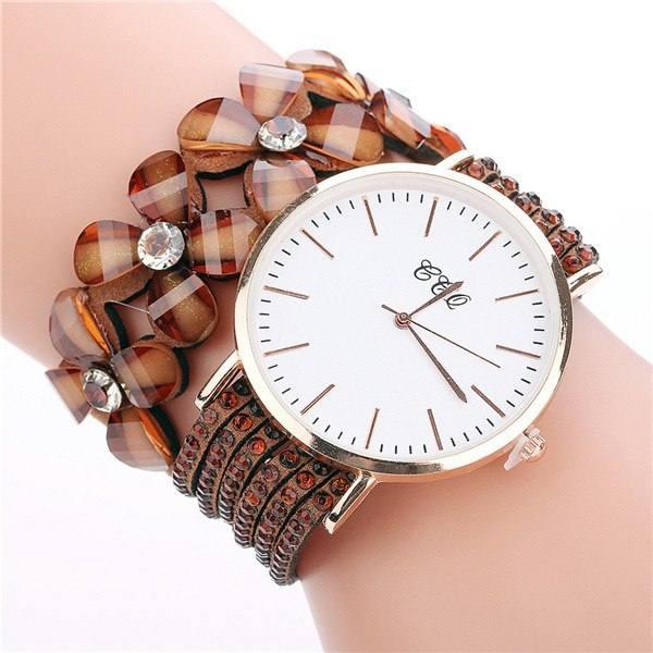 Stainless steel shell quartz watches Women luxury brand-Coffee-3