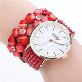 Stainless steel shell quartz watches Women luxury brand-Red-6