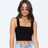 Summer Fashion Women Crop Top Sexy Sleeveless Tank Tops-Black-8