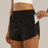 Summer Sports Shorts With Zipper Pockets Breathable Loose-Black-3