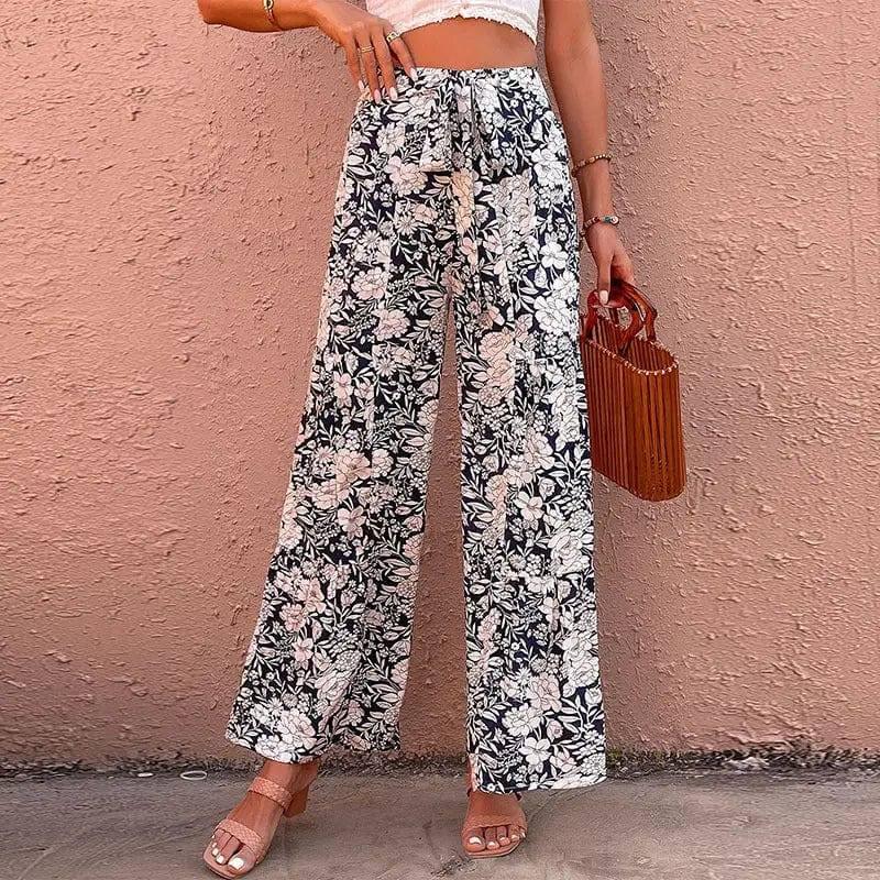 Summer Women's Printed High-waisted Bootcut Pants-10