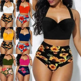 Sunflower print bikini set-1