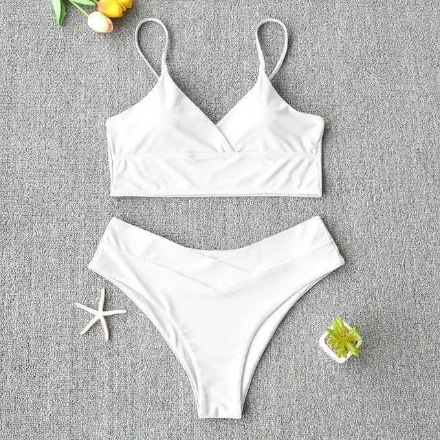 Swim Suit Swimsuit Women Two Piece Swimwear Beach Bikini 27-White-11