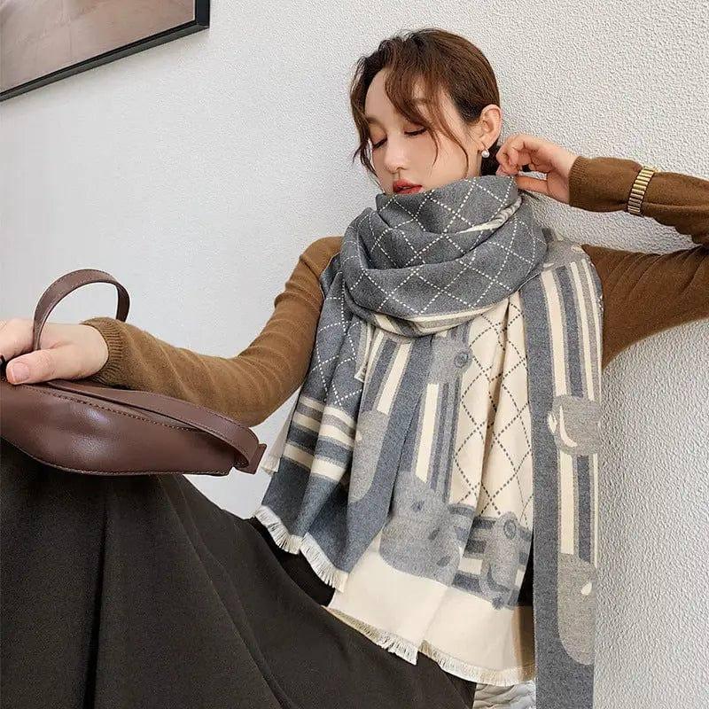 Ta Cashmere Warm Scarf Keep Warm-Gray-6