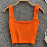 Tank Top Women Backless Y2k Top Slim Fit Bottoming-Orange-12