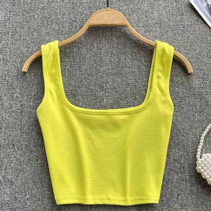 Tank Top Women Sexy Backless Y2k Top Slim Fit Bottoming-Yellow-7