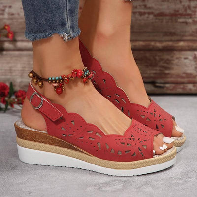 Thick-Soled Roman Shoes-Red-2