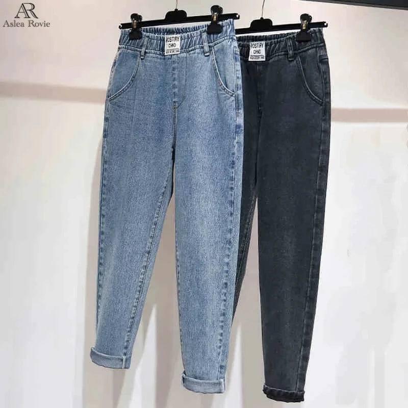 Jeans Woman High Waist Loose Plus Size Zipper Full Length Female Denim Harem Pants 4xl 5xl 6xl-6