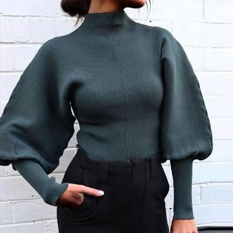 Turtleneck sweater-Green-1