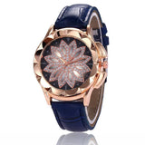 Rhinestone cross ladies belt watch foreign trade explosion models rose gold large dial lucky quartz watch-5