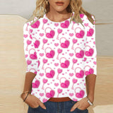 Valentine's Day Female With Hearts Printing Crew Neck-6