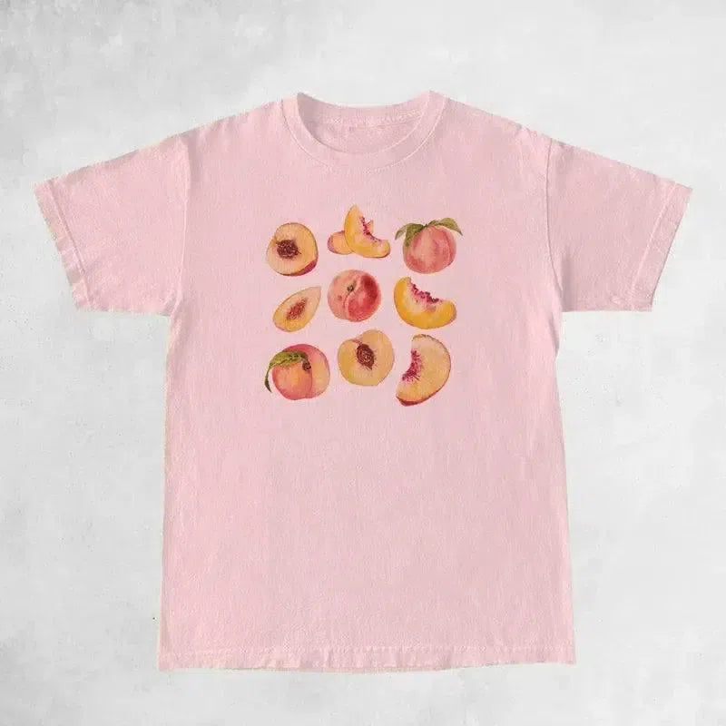 Fruit Pattern Casual T-Shirt-Pink-4