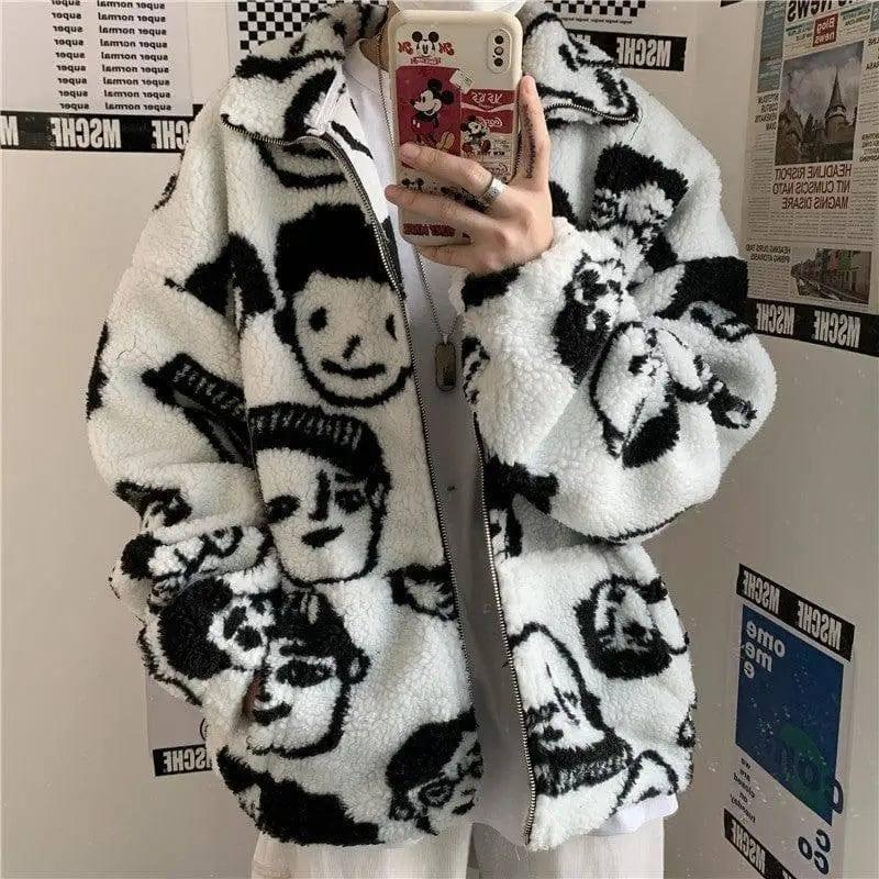 WAKUTA Winter Wool Coat Female Street Wear Chic Cute Funny-2