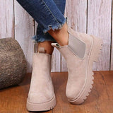 Women Ankle Boots Solid Color Chunky Boots Autumn Winter-1