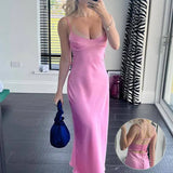 Women Camis Satin Long Dresses Elegant Sleeveless Slip Holiday Party Dresses Casual Backless Summer Dresses-1