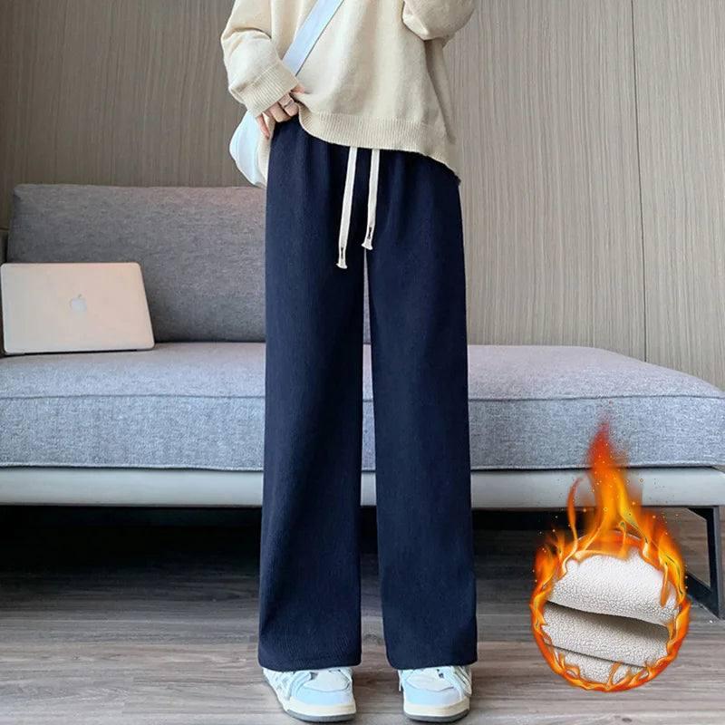 Women Long Pants Spring Autumn Women Elastic Waist Stright-Grey-7