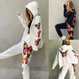 Women Long-Sleeved Hooded Zipper Casual Sweater Suit-1