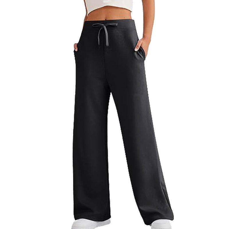 Women's Autumn Leisure Loose Wide-leg Pants-Black-7