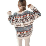 Women's Fashion Round Neck Loose Christmas Theme Jacquard-3