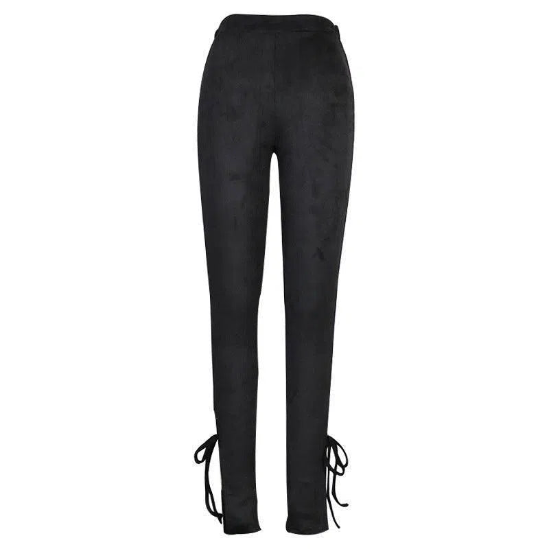 Women's Fashionable With Side-slit Tight High Waist Trousers-2