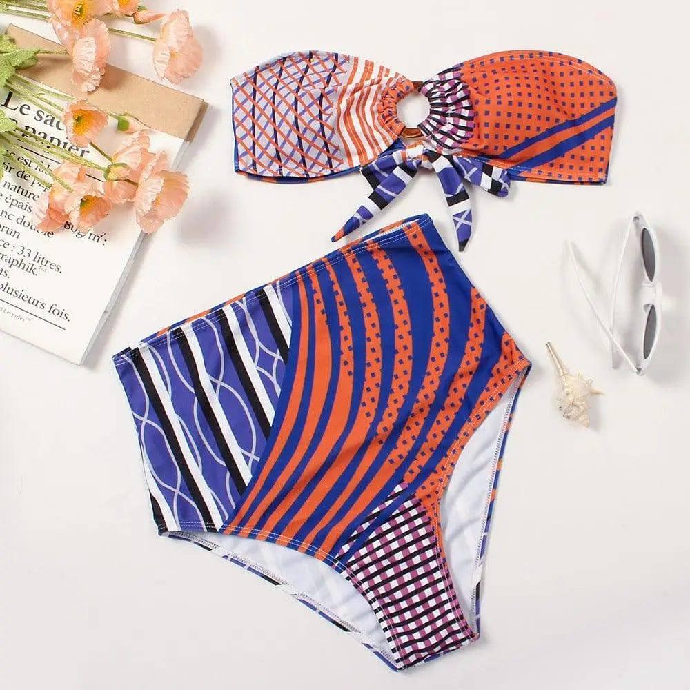 Women's Split High Waist Printed Swimsuit-Color3-2