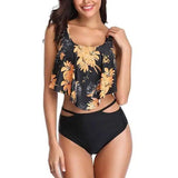 Women's Suspender Retro Print One-piece Swimsuit-2