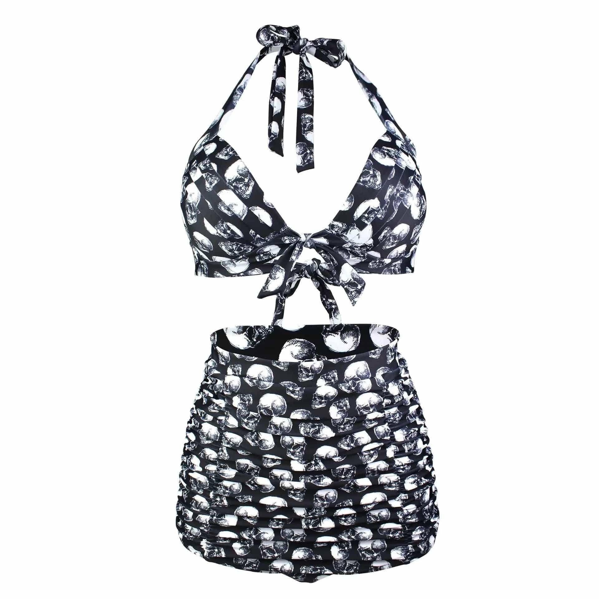 Women's two-piece skull print bikini set-PhotoColor-2