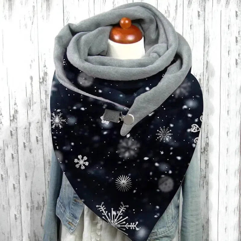 Women Scarf Winter Fashion Printing View Art Print Button Sz-S-4