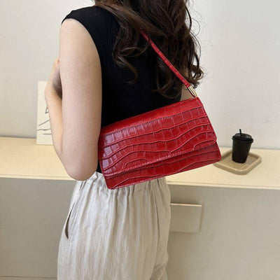 Women Shoulder Bgas Stone Pattern Solid Color Elegant Bag-8