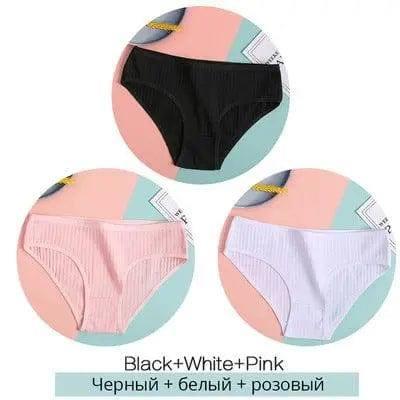 Women Underpants Solid Girls Briefs Female Lingerie-C-4