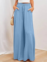 Womens Pants Wide Leg Loose Comfy Lounge Sweatpants With-Sky blue-12